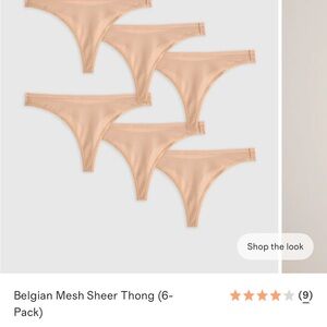 NWT!!! Quince Belgian Mesh Sheer Thong 6-Pack - Nude